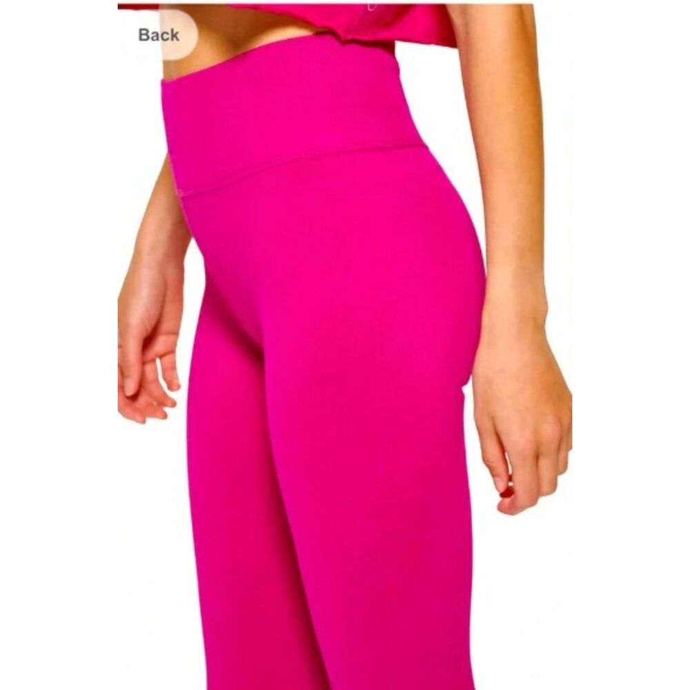 Calvin Klein Bright Pink Performance High-Rise Ribbed Leggings Small